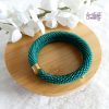 Bracelet Mémoire Sans Fermoir Crocheté Fait Main en Perles "Miyuki" - Vert Emeuraude