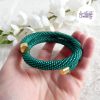 Bracelet Mémoire Sans Fermoir Crocheté Fait Main en Perles "Miyuki" - Vert Emeuraude