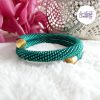 Bracelet Mémoire Sans Fermoir Crocheté Fait Main en Perles "Miyuki" - Vert Emeuraude