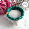 Bracelet Mémoire Sans Fermoir Crocheté Fait Main en Perles "Miyuki" - Vert Emeuraude