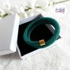 Bracelet Mémoire Sans Fermoir Crocheté Fait Main en Perles "Miyuki" - Vert Emeuraude