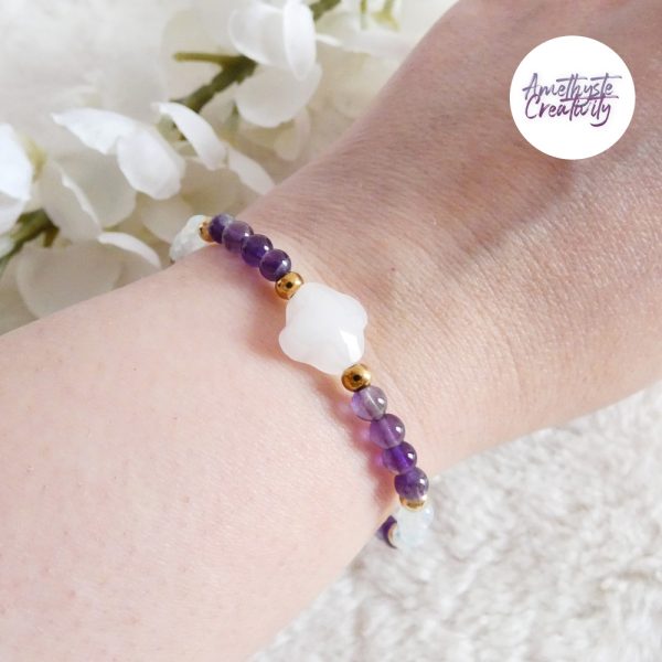 ORALIS || Bracelets Fait main en Acier Inoxydable, Opalite, Amethyste, Turquoise Africaine, Cornaline Ou Quartz Rose