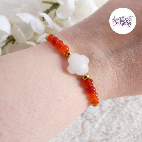 ORALIS || Bracelets Fait main en Acier Inoxydable, Opalite, Amethyste, Turquoise Africaine, Cornaline Ou Quartz Rose
