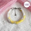 CHIC & ELEGANCE || Bracelet Crocheté Fait Main En Acier Inoxydable Et Perles “Miyuki” - Argenté, Blanc nacré & Jaune