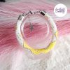 CHIC & ELEGANCE || Bracelet Crocheté Fait Main En Acier Inoxydable Et Perles “Miyuki” - Argenté, Blanc nacré & Jaune