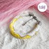 CHIC & ELEGANCE || Bracelet Crocheté Fait Main En Acier Inoxydable Et Perles “Miyuki” - Argenté, Blanc nacré & Jaune