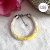 CHIC & ELEGANCE || Bracelet Crocheté Fait Main En Acier Inoxydable Et Perles “Miyuki” - Argenté, Blanc nacré & Jaune