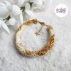 CHIC & ELEGANCE || Bracelet Crocheté Fait Main En Acier Inoxydable Et Perles “Miyuki” – Doré, Creme & Mix Golden Sun