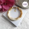 CHIC & ELEGANCE || Bracelet Crocheté Fait Main En Acier Inoxydable Et Perles “Miyuki” – Doré, Creme & Mix Golden Sun