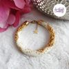 CHIC & ELEGANCE || Bracelet Crocheté Fait Main En Acier Inoxydable Et Perles “Miyuki” – Doré, Creme & Mix Golden Sun