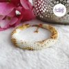 CHIC & ELEGANCE || Bracelet Crocheté Fait Main En Acier Inoxydable Et Perles “Miyuki” – Doré, Creme & Mix Golden Sun
