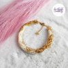 CHIC & ELEGANCE || Bracelet Crocheté Fait Main En Acier Inoxydable Et Perles “Miyuki” – Doré, Creme & Mix Golden Sun