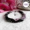 CHIC & ELEGANCE || Bracelet Crocheté Fait Main En Acier Inoxydable Et Perles “Miyuki” - Argenté, Noir, Mix Pink Candy