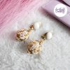 SYRA || Boucles d’oreilles Crochetées Boules de 17 mm en Perles “Miyuki” et Acier Inoxydable – Beige (VERSION OREILLES NON PERCEES)