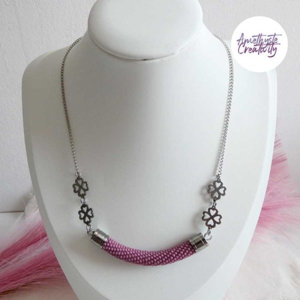 FLOREA || Collier Ras de cou Avec Pendentif Crocheté Fait Main En Acier Inoxydable Et Perles “Miyuki”